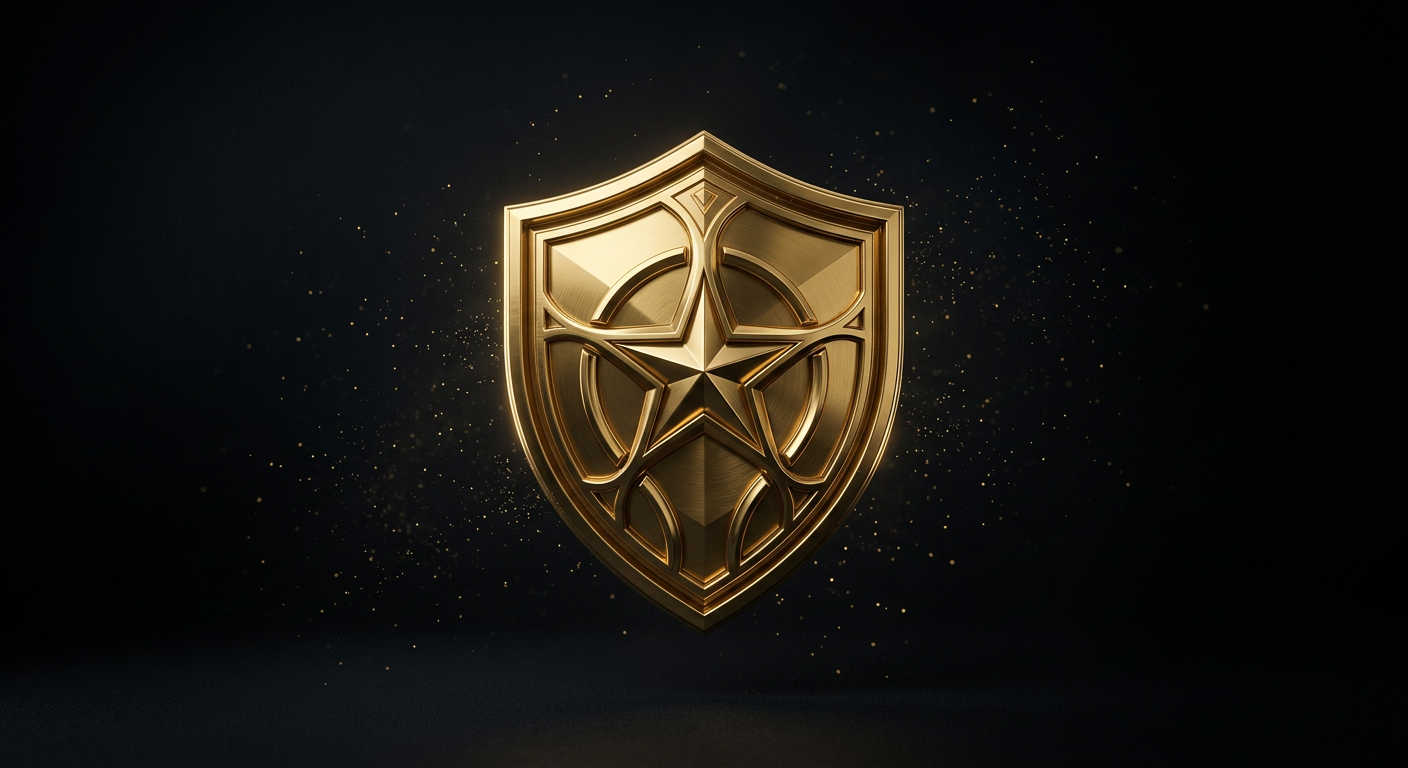 Gold shield emblem symbolising protected online reputation